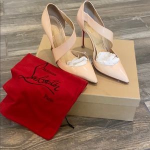 Louboutin organde 100 patent leather cream heels